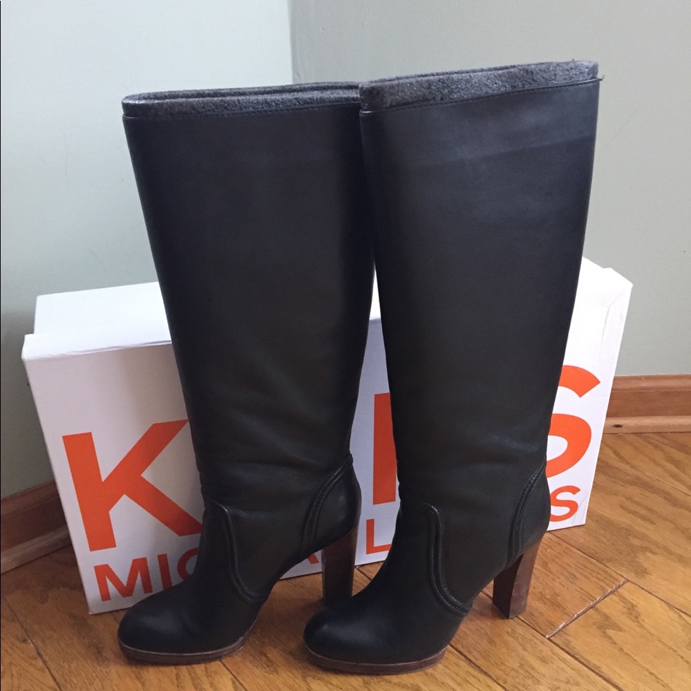 Michael Kors black leather knee-high boots